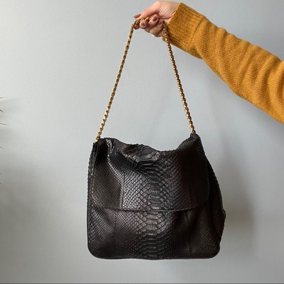 SOLD Céline Black Python Leather Gourmette Bag - Picture 4 of 16